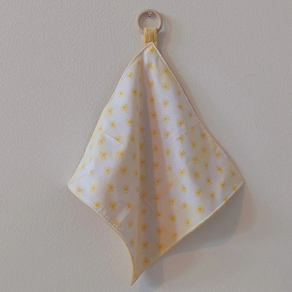 HANDMADE SUNSHINE BABY LOVEY W/WOODEN TEETHER RING - Picture 2 of 5